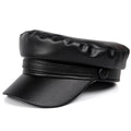 Women's Faux Leather Military Cap