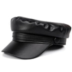 Women's Faux Leather Military Cap