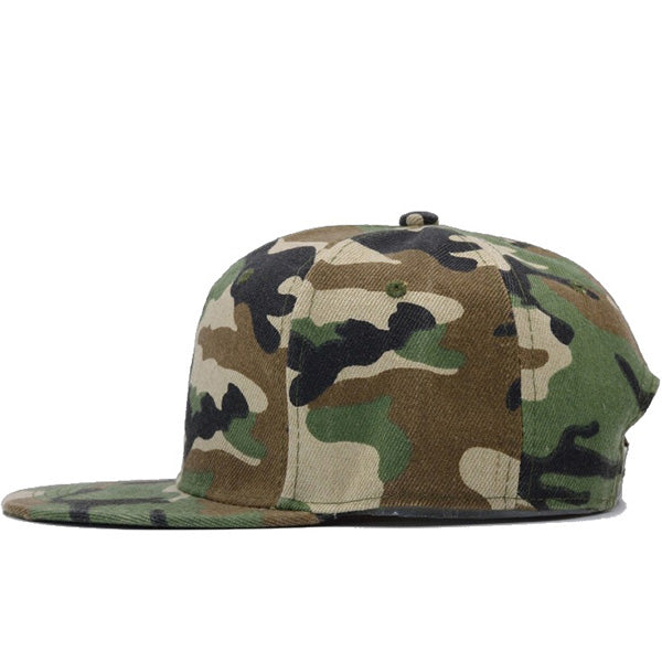 Woodland Camo Flat Brim Baseball Cap
