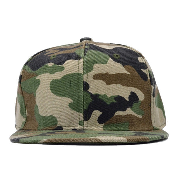 Woodland Camo Flat Brim Baseball Cap