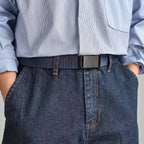 Navy Blue Nylon Webbing Belt with Quick-Release Buckle