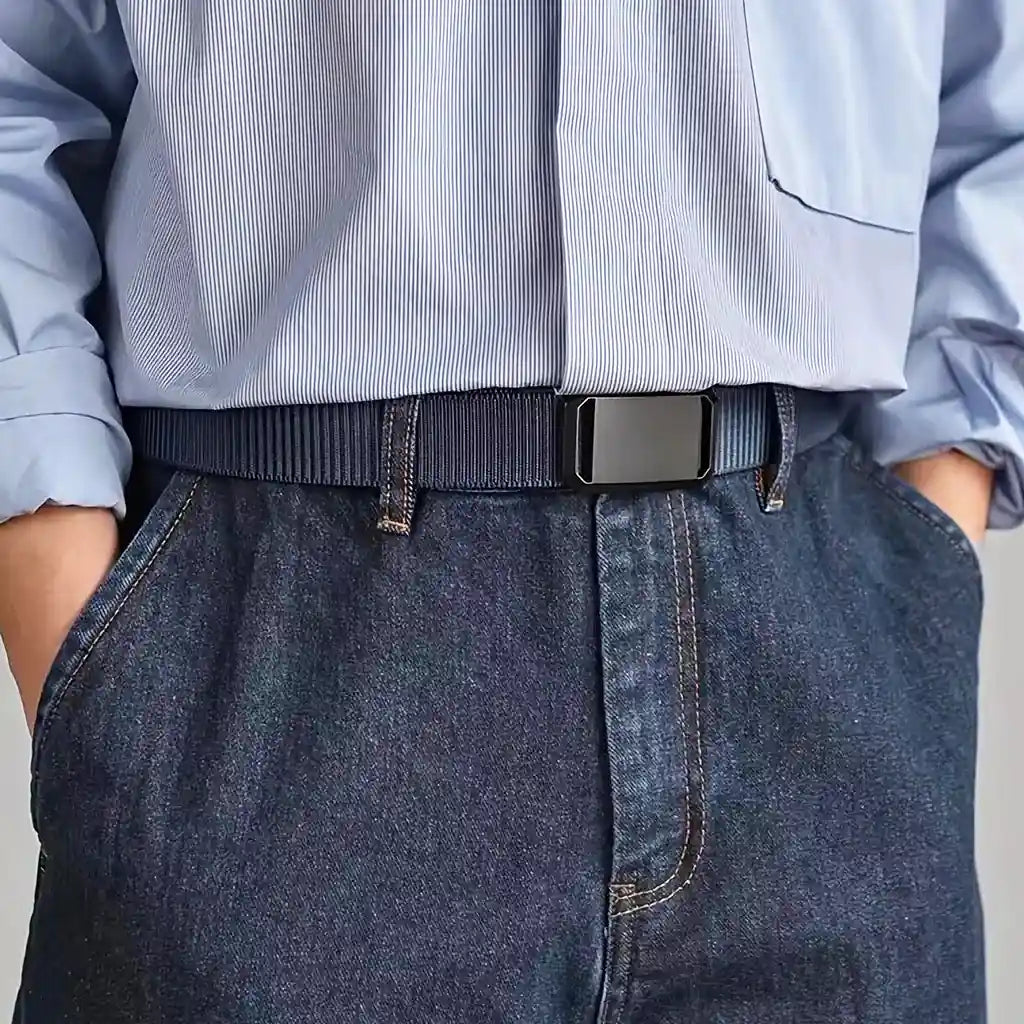 Navy Blue Nylon Webbing Belt with Quick-Release Buckle
