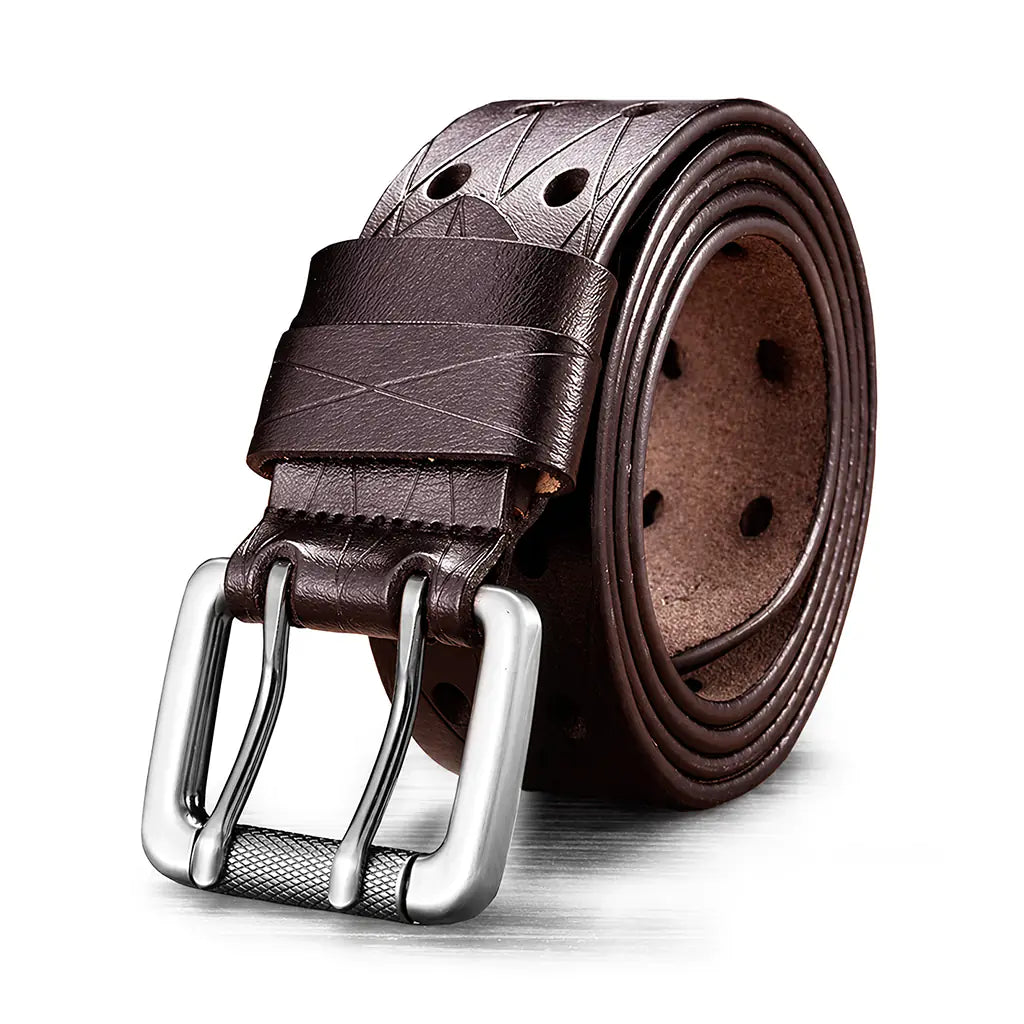 Brown Leather Military Belt