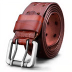 Burgundy Leather Military Belt