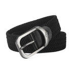 Men's Black Braided Stretch Belt with Metal Buckle