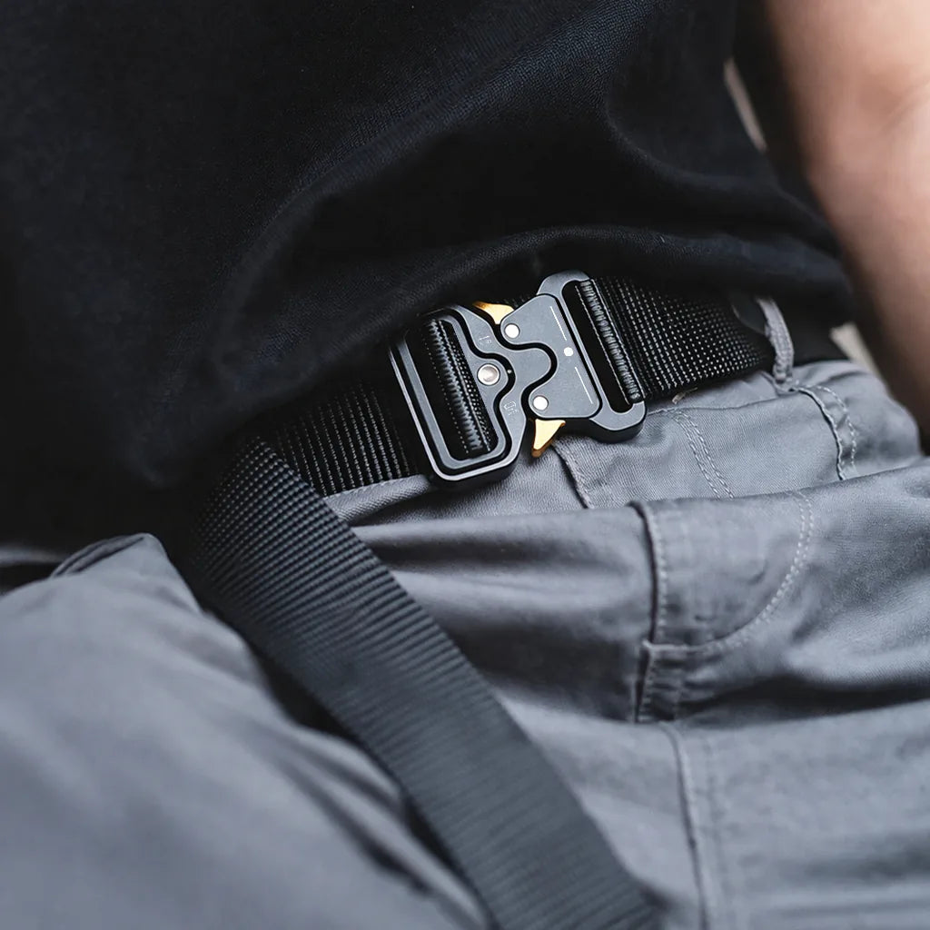 Black Nylon Tactical Belt with Quick-Release Buckle