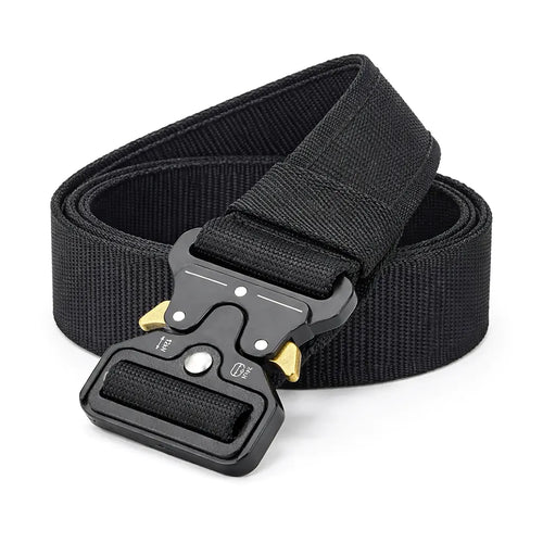 Black Nylon Tactical Belt with Quick-Release Buckle