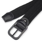 Men's Black Braided Stretch Belt with Matte Buckle