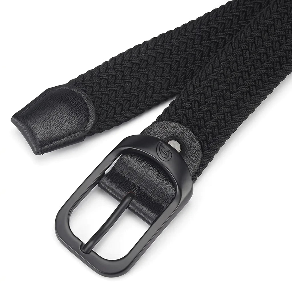 Men's Black Braided Stretch Belt with Matte Buckle
