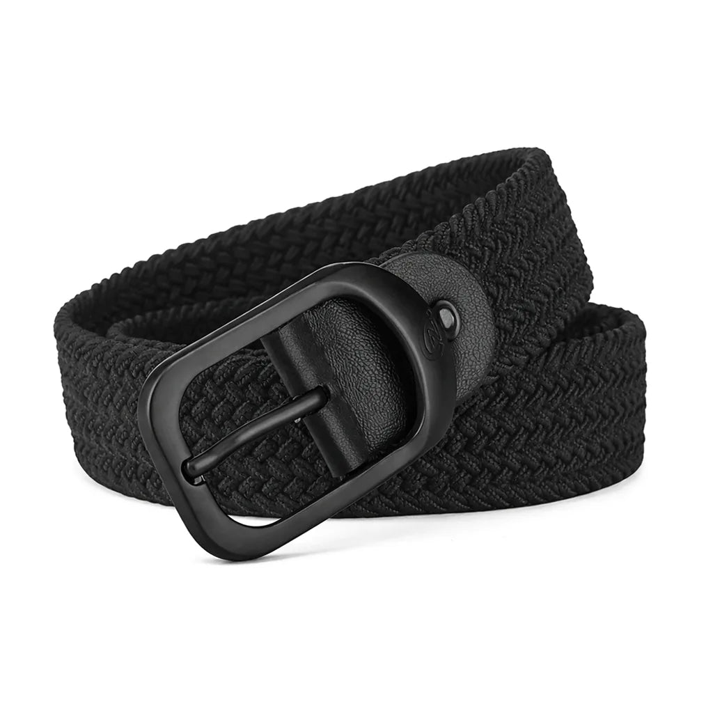 Men's Black Braided Stretch Belt with Matte Buckle