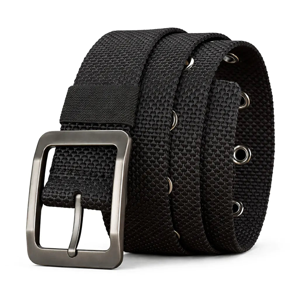 Black Nylon Webbing Belt with Gunmetal Buckle