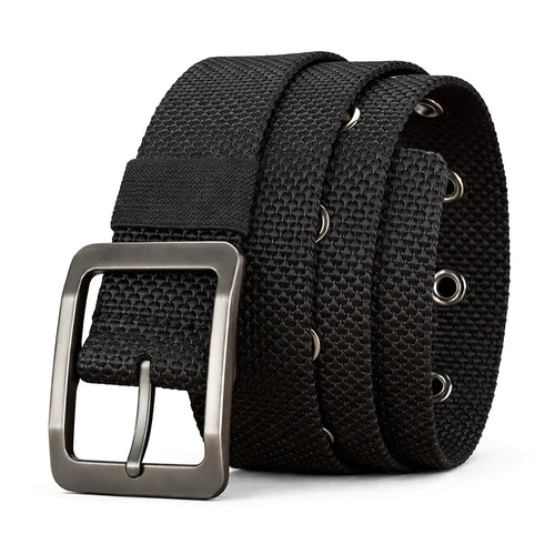 Black Nylon Webbing Belt with Gunmetal Buckle