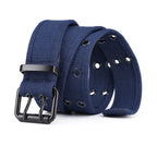 Casual Navy Blue Canvas Double Prong Belt