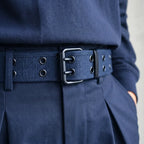 Casual Navy Blue Canvas Double Prong Belt