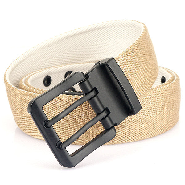 Beige Canvas Military Belt