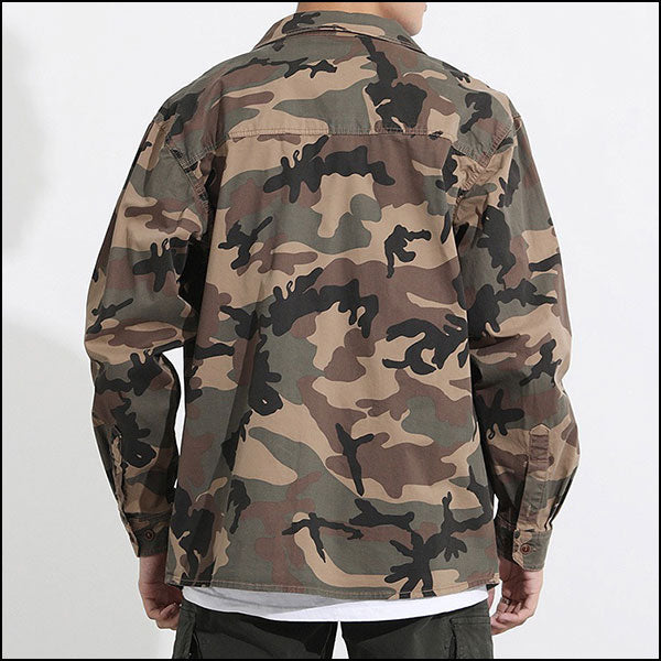 Men's Woodland Camo Utility Jacket with Pockets
