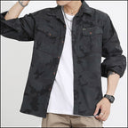 Men's Dark Gray Camo Utility Shirt with Pockets