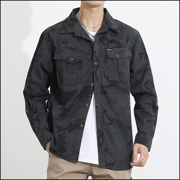 Men's Black Camouflage Military Shirt