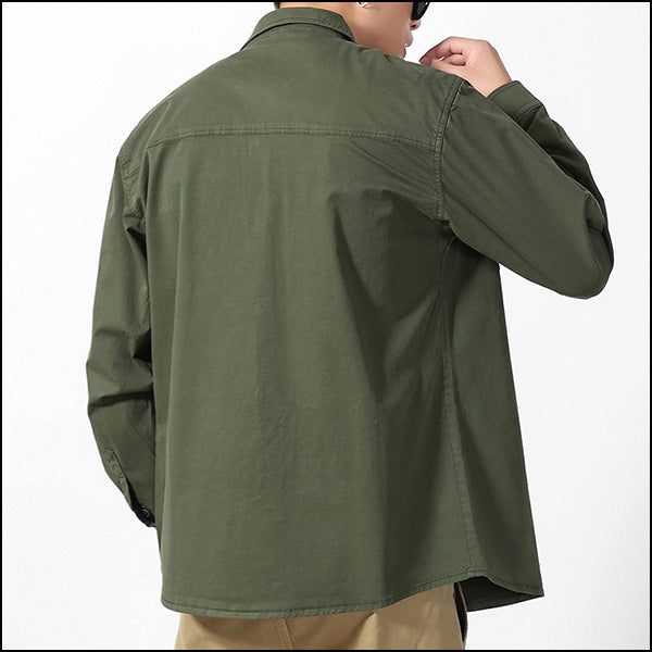 Men's Olive Green Field Shirt with Flap Pockets