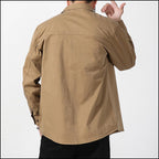 Men's Khaki Utility Long-Sleeve Shirt with Zipper Pocket