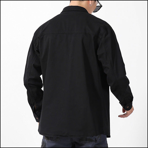 Men's Black Cargo Shirt with Zipper Chest Pocket