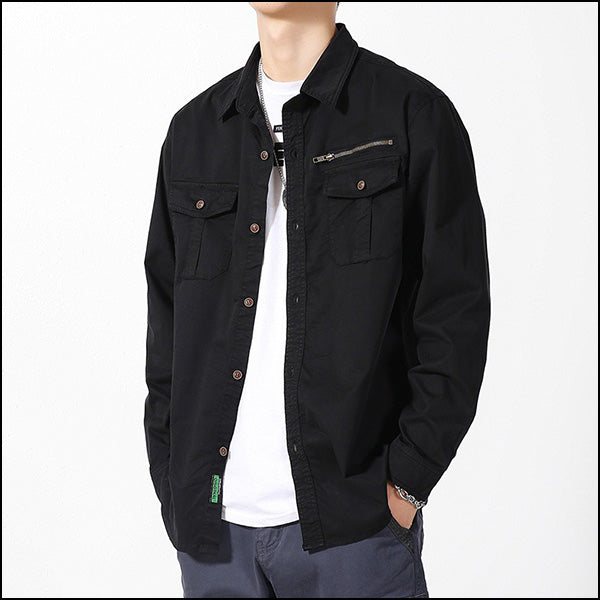 Black Cargo Military Shirt