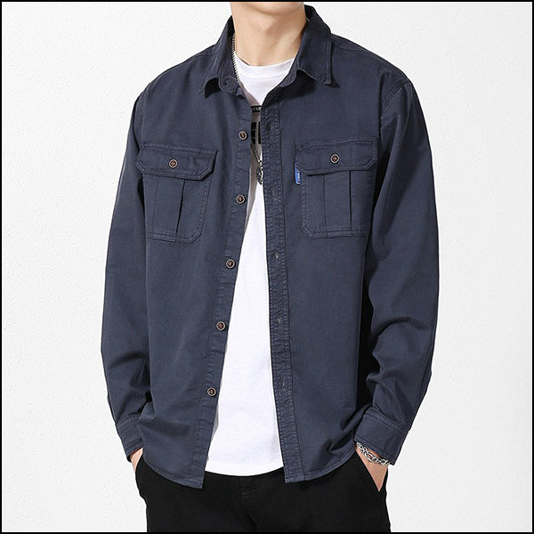 Men's Navy Blue Long Sleeve Utility Shirt