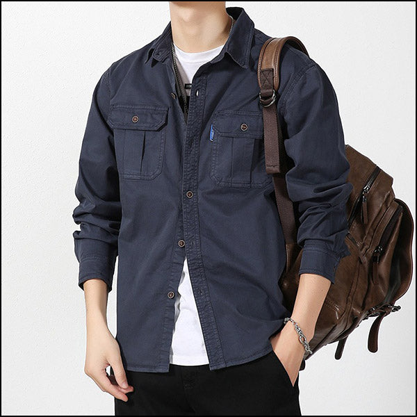 Men's Navy Blue Long Sleeve Utility Shirt