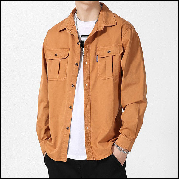 Men's Rust Orange Long Sleeve Utility Shirt