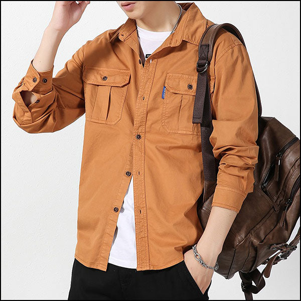 Men's Rust Orange Long Sleeve Utility Shirt