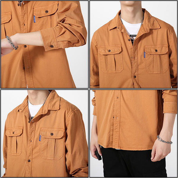 Men's Rust Orange Long Sleeve Utility Shirt