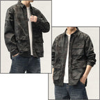 Men's Dark Camo Utility Shirt Jacket with Four Pockets