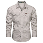 Men's Tactical Cargo Long Sleeve Shirt in Light Gray