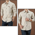 Men's Tactical Cargo Long Sleeve Shirt in Light Gray