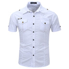 Men's Slim Fit White Short Sleeve Utility Shirt