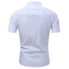 Men's Slim Fit White Short Sleeve Utility Shirt