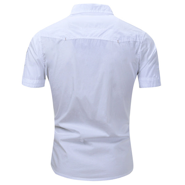 Men's Slim Fit White Short Sleeve Utility Shirt