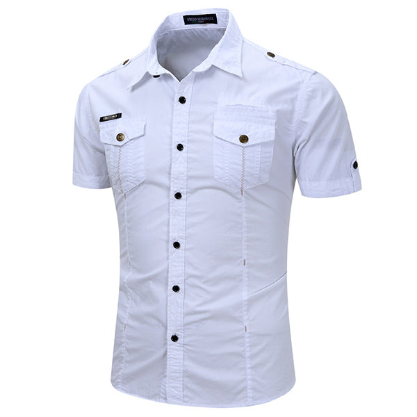 Men's White Military Shirt