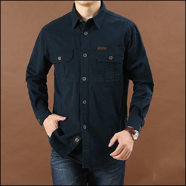Men's Navy Blue Cotton Utility Shirt