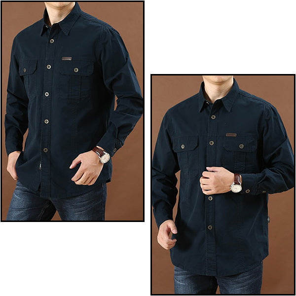 Men's Navy Blue Cotton Utility Shirt
