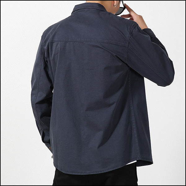 Men's Dark Navy Utility Shirt with Zipper Pocket