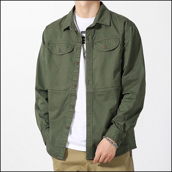 Men's Olive Green Utility Button-Up Shacket