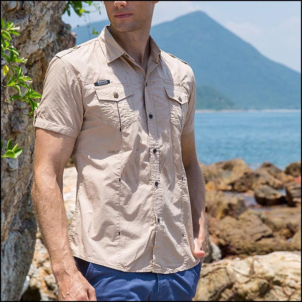 Men's Khaki Utility Short Sleeve Shirt