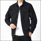 Men's Black Utility Button-Down Shirt with Pockets