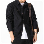 Men's Black Utility Button-Down Shirt with Pockets