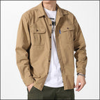 Men's Khaki Utility Shirt with Dual Flap Pockets