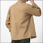 Men's Khaki Utility Shirt with Dual Flap Pockets