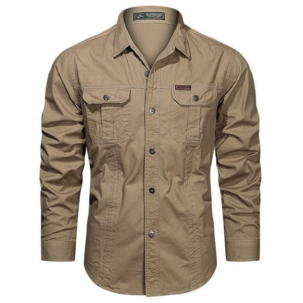 Men's Khaki Utility Two Pocket Long Sleeve Shirt