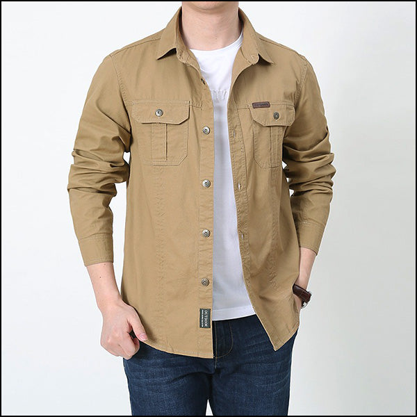 Men's Khaki Utility Two Pocket Long Sleeve Shirt