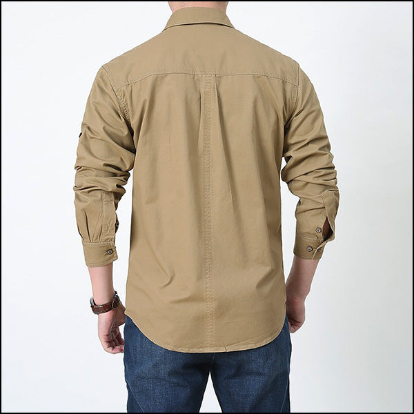 Men's Khaki Utility Two Pocket Long Sleeve Shirt